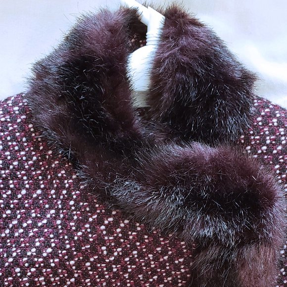 French Connection Wool Jacket, Genuine Fur Trim - Picture 4 of 8